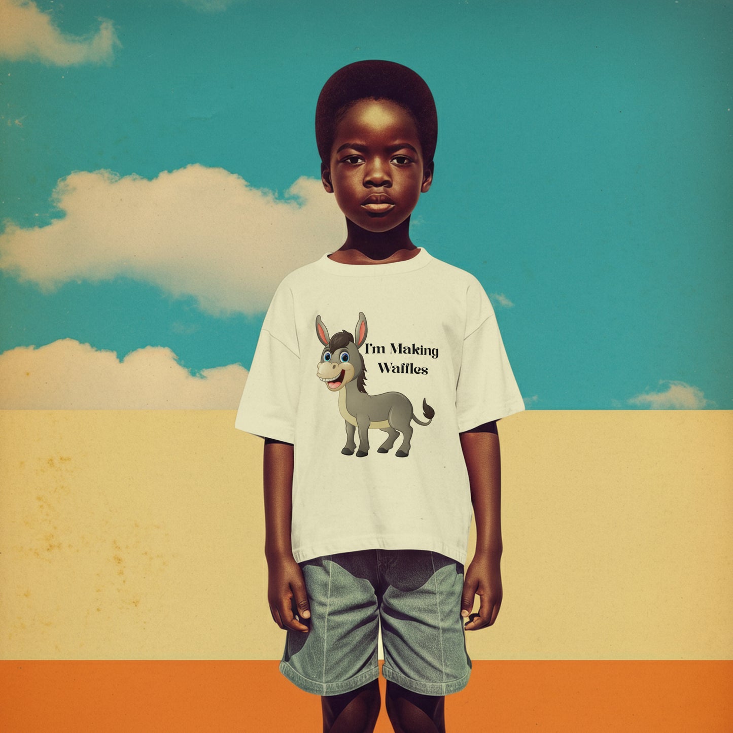 I’m Making Waffles” Donkey Kids Tee – Fun, Playful and Full of Personality
