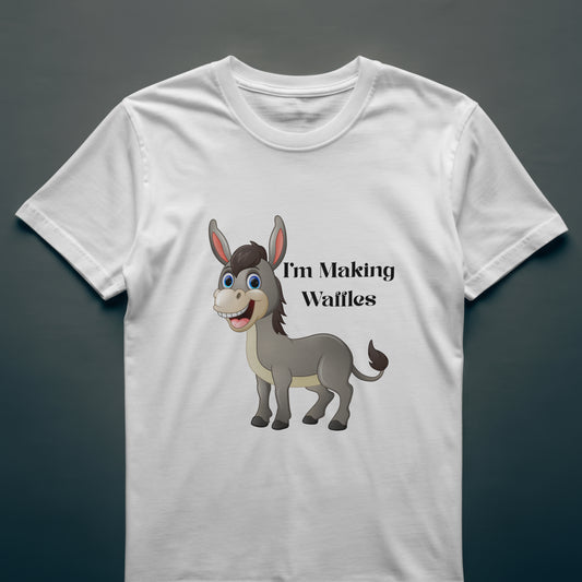 I’m Making Waffles” Donkey Kids Tee – Fun, Playful and Full of Personality