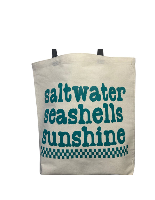 Saltwater, Seashells, Sunshine – White Summer Tote